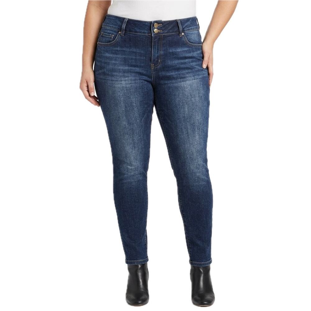d. Jeans Dark Wash Skinny Ankle Jeans Double Button Mid Rise Jeggings Size 12